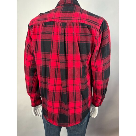 Mens Red & Black Plaid Button-Up Shirt By St. Johns Bay M - Picture 3 of 16